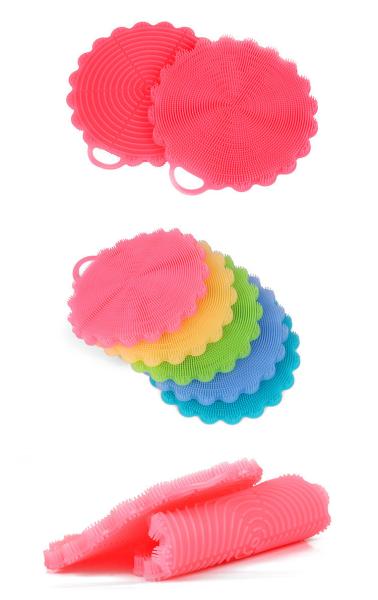 Kitchen Cleaning Silicone Mold Tools , Silicon Sponge Brush Dish Washing Sponge Scrubber