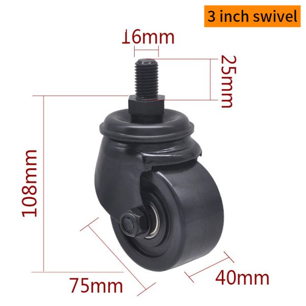 EDL Equipment Casters 3Inch PA E-coated Casters With Brake 500Kg RoadM433-16S