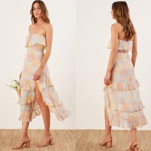 Mulheres da forma do vestido de Midi do plissado da roupa das mulheres com régua