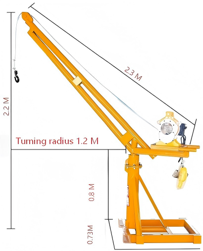 Fixed Mini Electric Hoist Crane Construction Roof Small Lift Crane With Efficient Motor