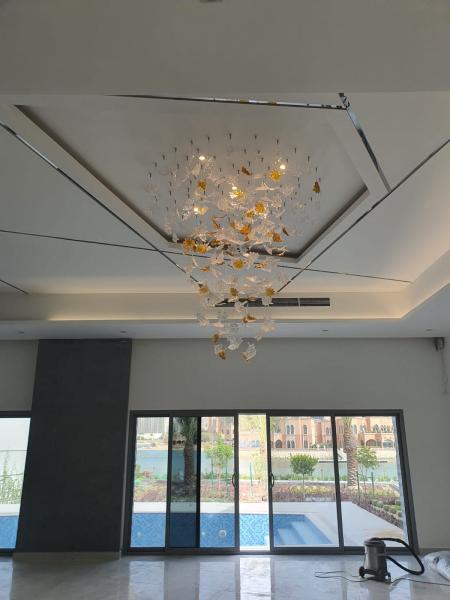 Décoration intérieure moderne Custom Hotel Club Glass Led Grand Projet Lustre Pendant Lamp