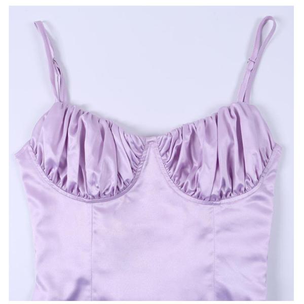 Pleated Backless Tie Strap Sexy Women Dresses 71cm A Line