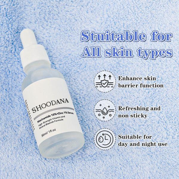 Sérum Visage 10% Niacinamide 1% Zinc, Sérum Visage Correcteur de Taches Sombres, Éclaircissant pour le Visage
