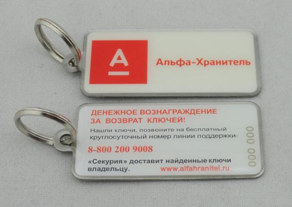 Double Side Offset Printing Promotional Keychain , Stainless Steel Square Keychain