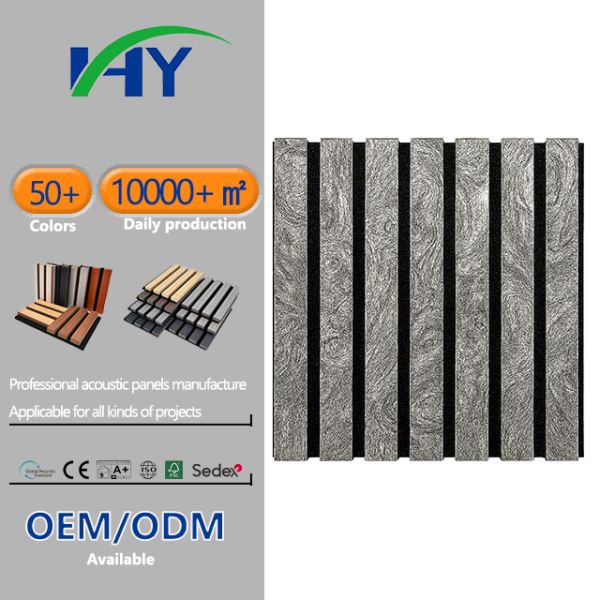 Silver Ebony Burl Wood Slat Acoustic Panel Eco Friendly For Home Decora