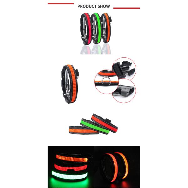 LED Light Waterproof Dog Band Pet Collar Flashing Light Band Safety Leashes Belt