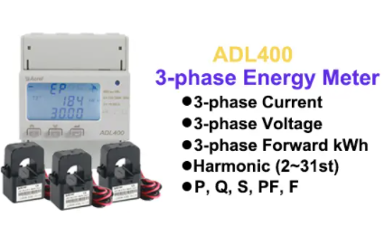Mètre d'énergie DIN de rail triphasé d'ADL400 MI