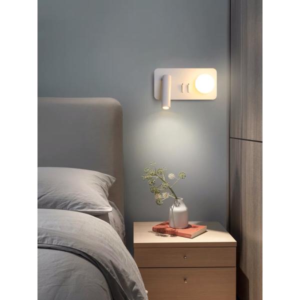 White Reading acrylic ball Wall Lamp 3W +5W Interior Bedroom Bedside Desk Wall Sconce Light Fixture For Indoor Hotel