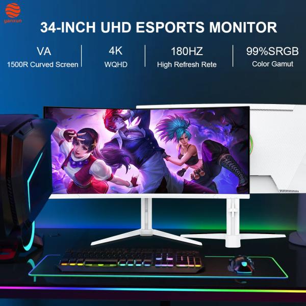 LED RGB Lighting Gaming Monitor 34 Inch Ultrawide Curved Monitor 180HZ High Refresh Rate
