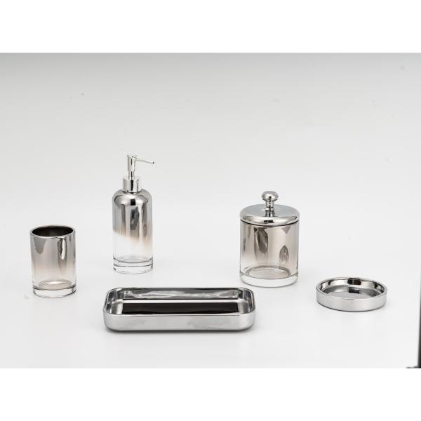 Silver Color Stylish Glass Soap Dispenser Foam Dispenser Toothbrush Holder Bathroom Accessories Set