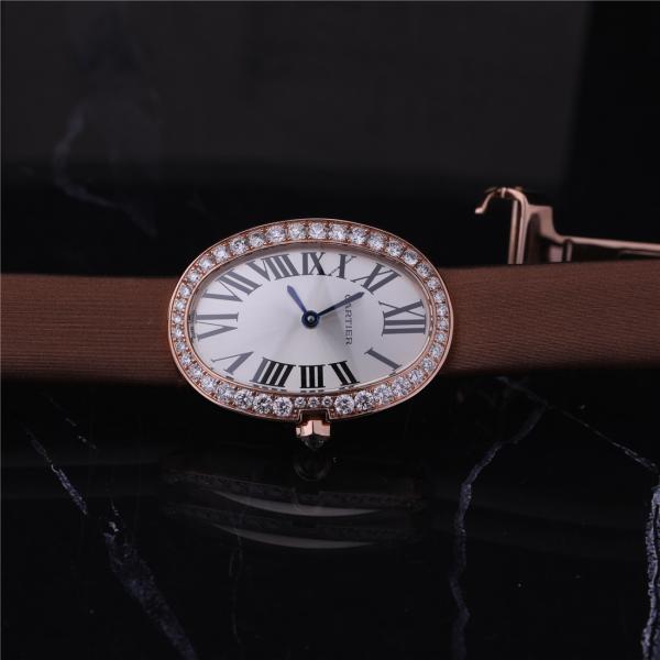 Relógio de ouro luxuoso 18K do tipo Rose Gold Women Watch com Diamond Leather Belt