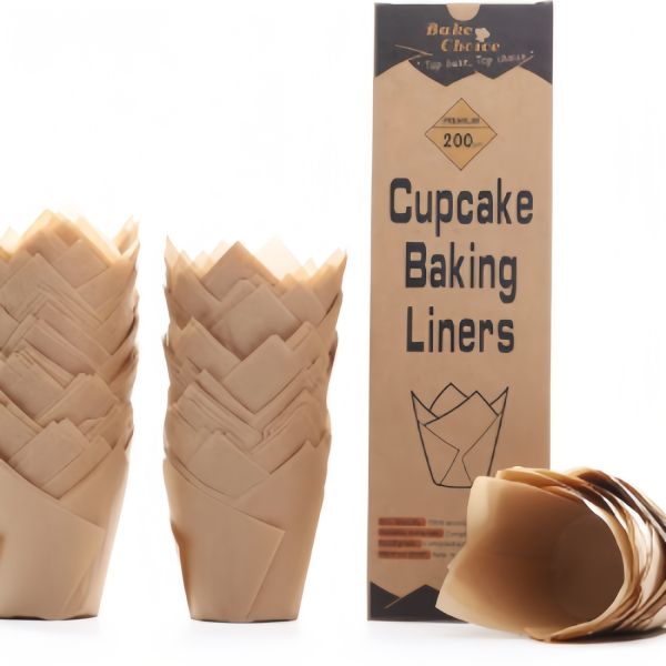 Greaseproof Paper Baking Cups Food Grade Bakery Packaging Heat Resistant Tulip Cupcake Liners