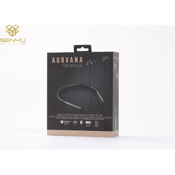 Embossing Black Cardboard 1500g Earphone Packaging Box