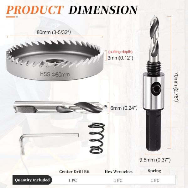 80mm Hole Saw Tooth HSS Steel Drill Bit Cutter Tool For Metal Wood Alloy