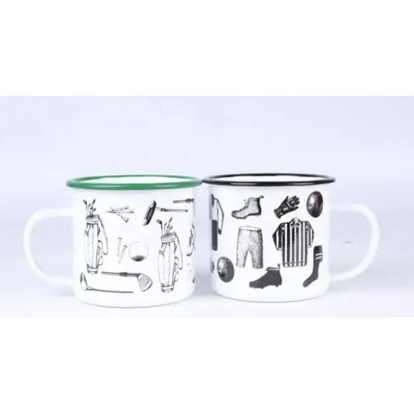 OEM Colorful Enamel Steel Mug 12oz 350ml Carbon Steel Drinking Camping Mug
