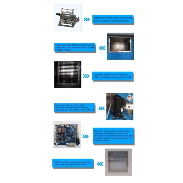 На открытом воздухе оборудование торгового автомата льда обслуживания собственной личности с емкостью 900kg/24H