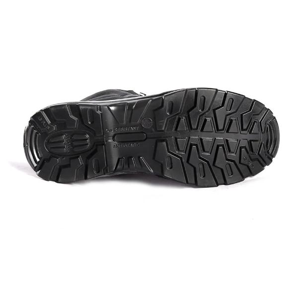 Черная высокая верхняя рабочая обувь Прочная кожаная рабочая обувь Стандартная стальная нога Стальная плита Противопробивочная обувь