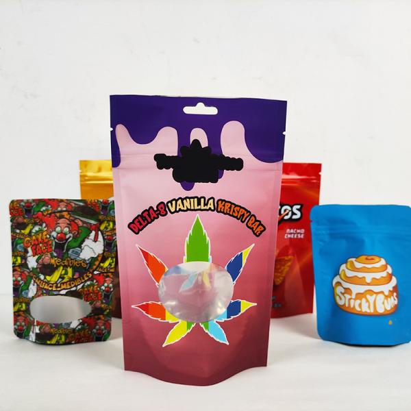 Personalização Impresso 3.5g Saco Mylar à prova de odor em forma de círculo Saco Mylar com ziplock