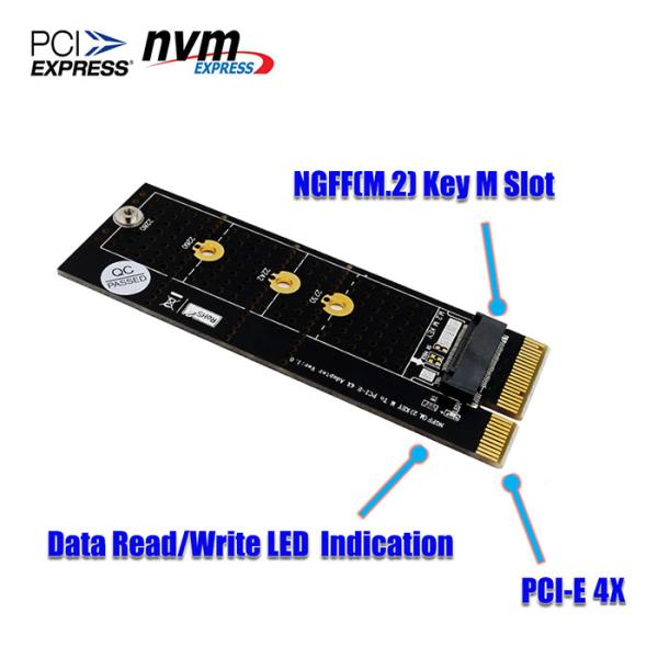 NGFF(M.2)  Nvme M Key SSD To PCI- E 4X Adapter With Heatsink(Vertical Installation)