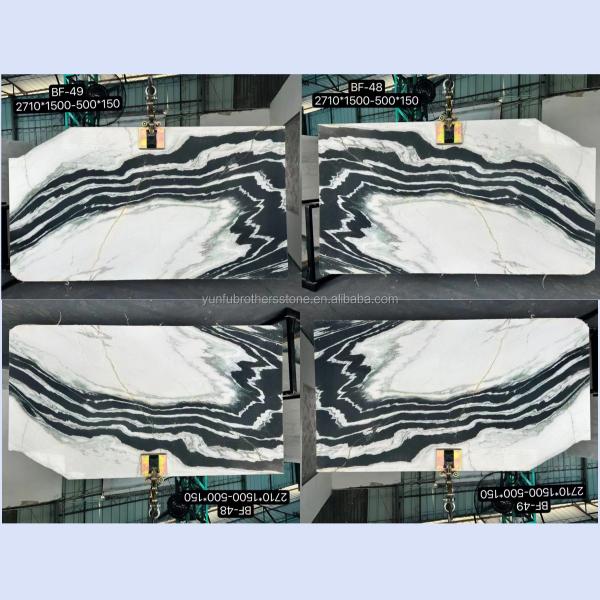 Translucent Chinese Ink Painting Marble Staircase Tiles in Panda White for Lavabo