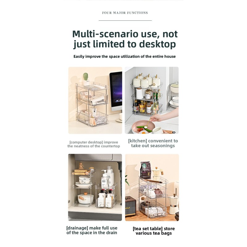 Professional Clear Plastic Cosmetic Organizer Multi-Tier Snack Shelf Skincare Storage Box for Bedroom Living Room Kitchen