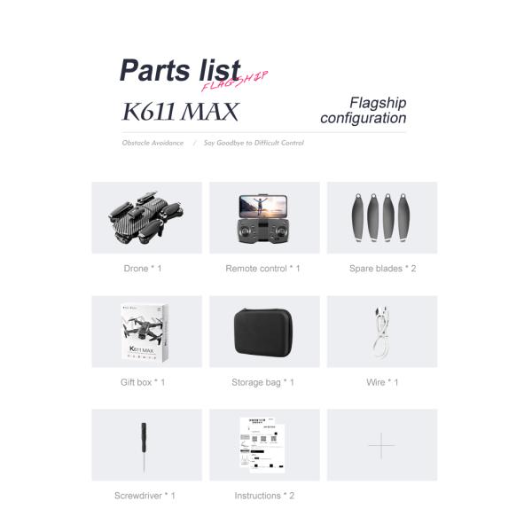 Складчивый аэрофотограф Квадкоптер K818 Max Mini Drone с 4k HD камерой Smart Brushless Motor и препятствиями