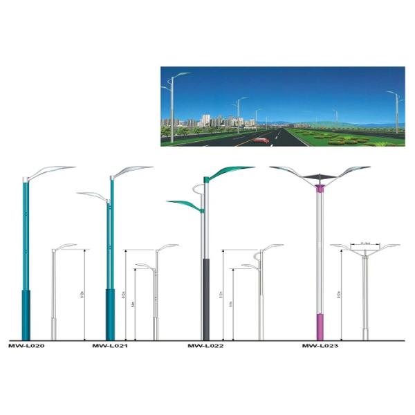 galvanized decorative solar galvanized Steel Street Light Poles with cross arm