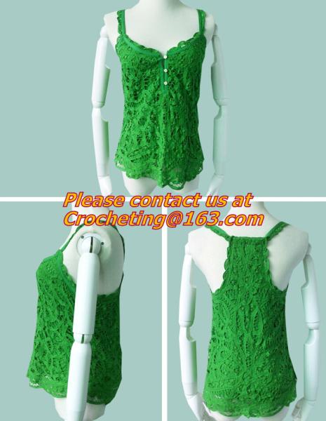 Casual Fashion, Vintage O-Neck, Sleeveless, Women Long Crochet, Chiffion Blouse Plus Size