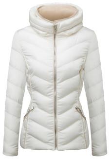 Mid Thickness Ladies Waterproof Down Coat Stand Collar Type Wind Resistant