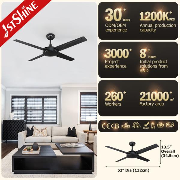 35 Watt de cuchilla de metal ventilador de techo ahorro de energía silencioso decorativo