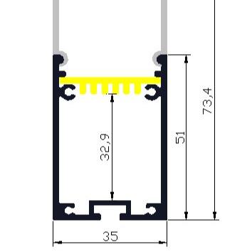 Pendant Light LED Aluminium Housing 35*73mm Suspended LED Strip Mounting Channel