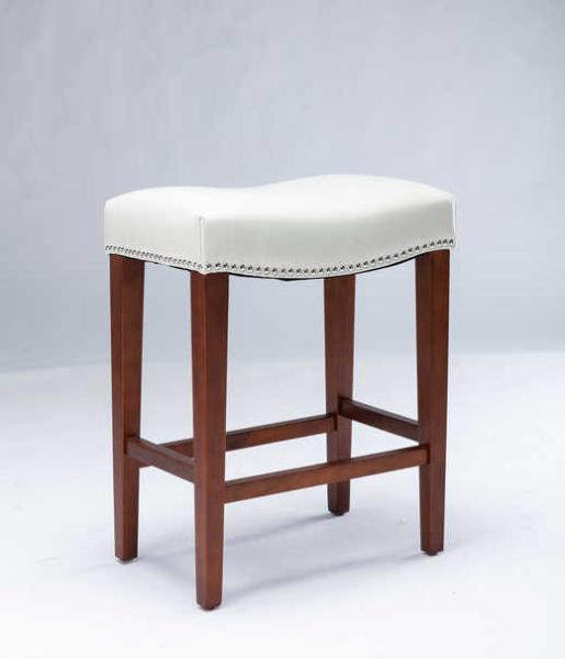 American Style 2pcs Modern White Leather Bar Stool Set H66.5cm