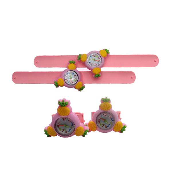 led Children's fruit spinning pineapple clap silicone watch bracelet gift custom logo cartoon clap quartz literal