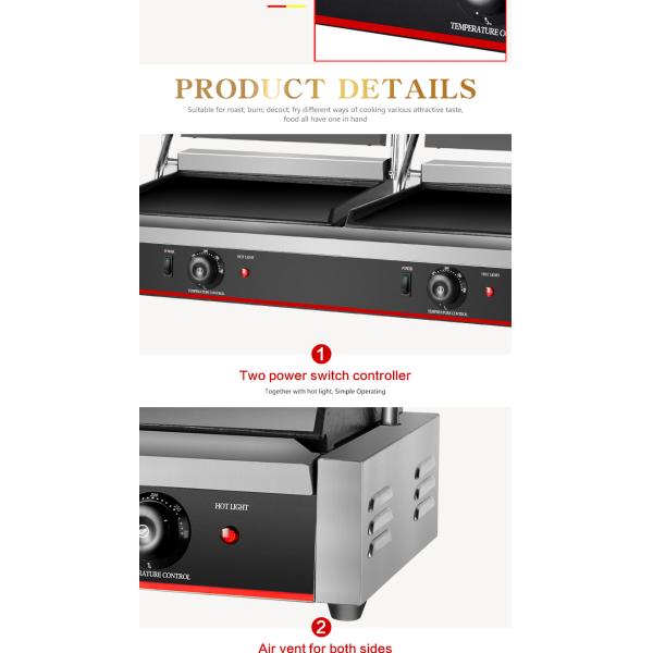 Полная плоская 2 в 1 двойная тарелка Panini Sandwich Press электрический контактный гриль для коммерческих