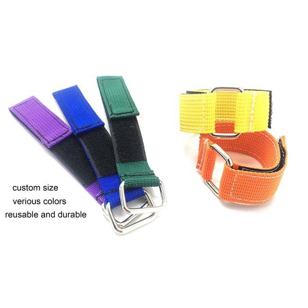 DANSKY Custom Adhesive Strip Tape Reusable Adjustable Webbing Strap With Buckle Nylon Hook and Loop Strap Cable Ties Fastener