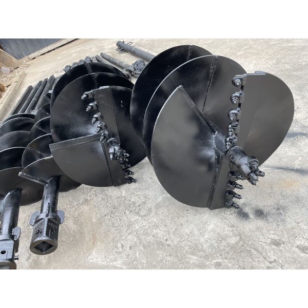 Hydraulic Auger Drive Attachment with Tungsten Carbide-Tipped Drill Bit and ISO 13031 Quick Coupler for 5-20 Ton Excavators