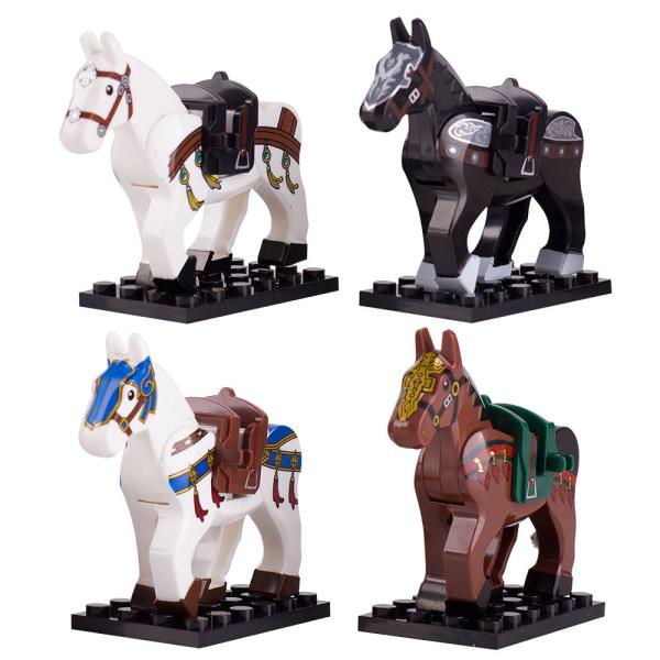 Children gifts medieval knight mount the three kingdoms war horse animal building blocks toys