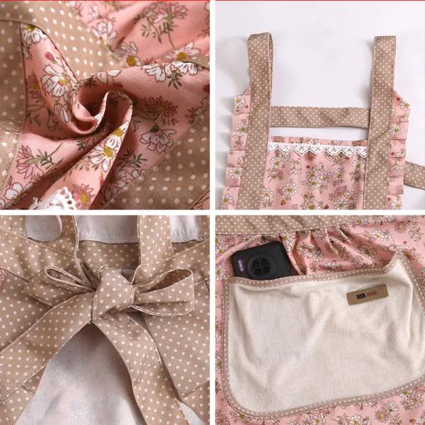 Korea Home Kitchen Decoration Durable and Breathable Floral Ruffled Aprons for Women