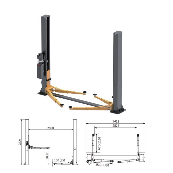 YD07-006 4000kg Two-Post Lift: 1880mm Height, AC/DC, Self-Lock for Car/SUV/Truck Repair