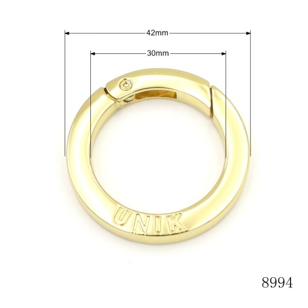 Waterproof Metal Spring O Ring Carabiner Gold Plating Custom Logo Clasp Metal Key Chain Rings