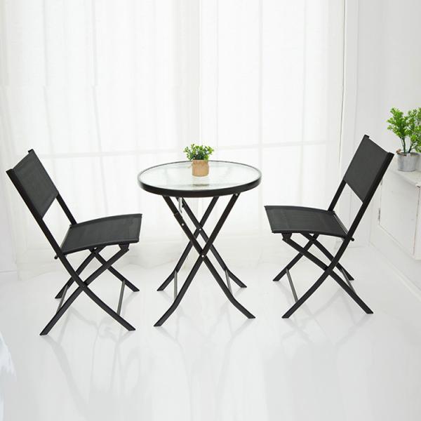 Embroidery or Printing Metal Glass Patio Dining Set for Outdoor Bistro Balcony Cafe