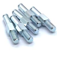 Custom Zinc Plated Steel Stud Bolts | CNC Machined Hex Shoulder Pins with Threaded End