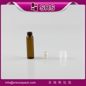 SRS Bulk Wholesale 5ml glass cylinder amber roll on perfume bottle with plastic crew cap