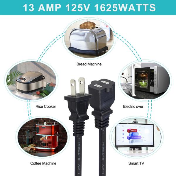NEMA 1-15P à NEMA 1-15R 0.8M câble d'extension de courant alternatif