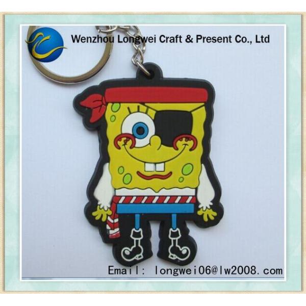 Cute 2D Embossed Cartoon PVC Keychain SpongeBob For Decoration