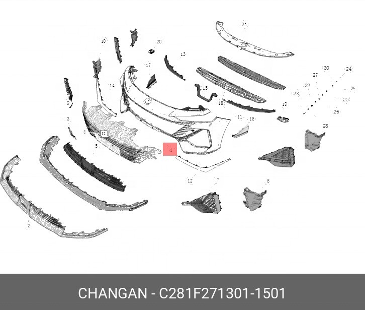Original Hood Position Front Bumper Upper Body for Changan UNI-V Hatchback March 2024