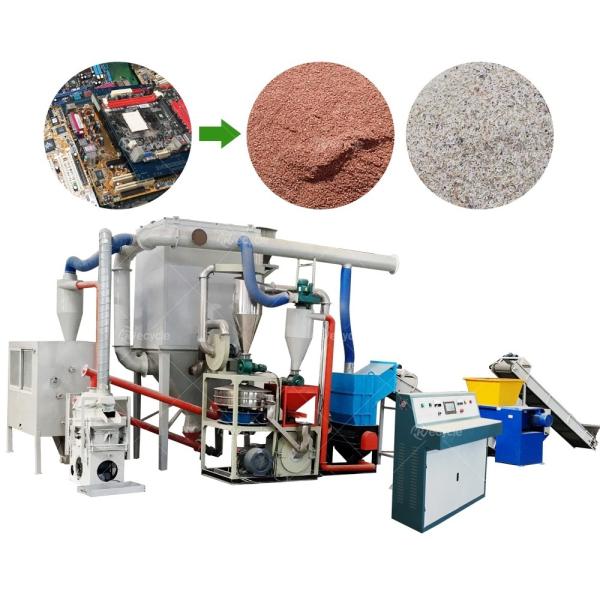 Instalação de reciclagem de resíduos eletrónicos, equipamento de reciclagem de PCB para processamento de placas de circuito