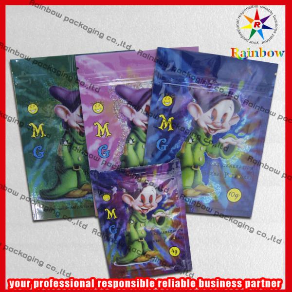 Incienso herbario Ziplock que empaqueta, las bolsas de plástico coloridas modificadas para requisitos particulares de la cremallera de la impresión