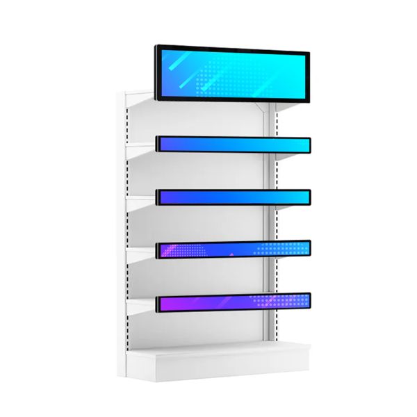 MJK 4K LCD Stretched Bar Digital Poster Advertising Display with Animation 23.6 Inch Built-In CMS Retail Shelf Monitor Strip