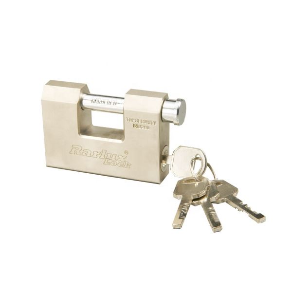 Rarlux Heavy Duty Steel Shackle Solid Padlock D Type Candado Rectangular Brass Padlock